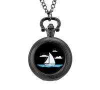Orologio da tasca vintage con ciondolo in lega a forma di barca a vela, regalo per uomo e donna, Stile nero, misura unica