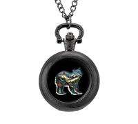 Orologio da tasca vintage con ciondolo in lega a forma di orso della Columbia Britannica, idea regalo per uomo e, Stile nero, misura unica