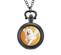 Orologio da tasca vintage con ciondolo in lega con ali d'angelo, stile eschimese americano, regalo per uomo e donna, Stile nero, misura unica