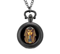 Orologio da tasca vintage con ciondolo in lega, con ciondolo a forma di faraone egiziano, idea regalo per uomo e donna, Stile nero, misura unica