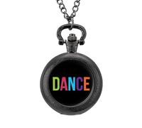 Orologio da tasca vintage con ciondolo in lega con lettera di danza colorata, idea regalo per uomo e donna, Stile nero, misura unica