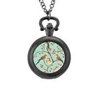 Orologio da tasca vintage con ciondolo in lega con motivo gheppio americano, collana regalo per uomo e donna, Stile nero, misura unica