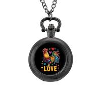 Orologio da tasca vintage con ciondolo in lega con scritta "I Love Cock", regalo per uomo e donna, Stile nero, misura unica
