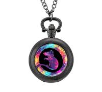 Orologio da tasca vintage con ciondolo in lega con silhouette di topo, idea regalo per uomo e donna, Stile nero, misura unica