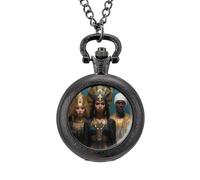 Orologio da tasca vintage con ciondolo in lega delle dee egiziane, idea regalo per uomini e donne, Stile nero, misura unica