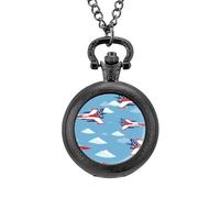 Orologio da tasca vintage con ciondolo in lega di USA Fighter Planes, idea regalo per uomo e donna, Stile nero, misura unica
