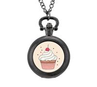 Orologio da tasca vintage con ciondolo in lega e scritta in lingua inglese "Cupca", idea regalo per uomini, Stile nero, misura unica