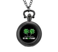 Orologio da tasca vintage con ciondolo in lega "I Put The Double D's in ST. Paddy's Day", regalo per uomini e donne, Stile nero, misura unica