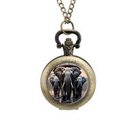 Orologio da tasca vintage con elefante con ombrello e ciondolo in lega, idea regalo per uomo e donna, stile rame, misura unica