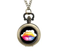 Orologio da tasca vintage con labbra arcobaleno in lega, idea regalo per uomo e donna, stile rame, misura unica