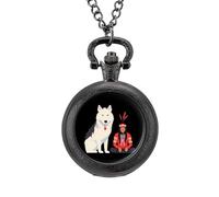 Orologio da tasca vintage con lupo americano, in lega, con ciondolo, collana regalo per uomo e donna, Stile nero, misura unica