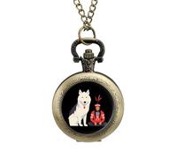 Orologio da tasca vintage con lupo americano, in lega, con ciondolo, collana regalo per uomo e donna, stile rame, misura unica