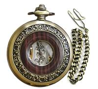 Orologio da tasca vintage con numeri romani, carica manuale meccanica per uomo, quadrante trasparente, cassa in lega di zinco bronzo, catena inclusa, diametro 1,97, Colore: bronzo., misura unica