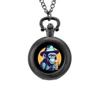 Orologio da tasca vintage con scimmia e scimpanzé, in lega, idea regalo per uomini e donne, Stile nero, misura unica