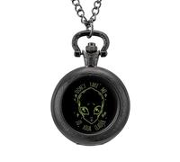 Orologio da tasca vintage con scritta "Don't Take Me to Your Leader" in lega, regalo per uomo e donna, Stile nero, misura unica