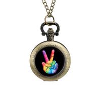Orologio da tasca vintage con simbolo della pace Gay LGBT orgoglioso orologio da tasca in lega con ciondolo collana regalo per uomo donna, stile rame, misura unica
