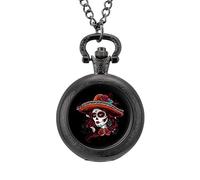 Orologio da tasca vintage con teschio del giorno dei morti, in lega, idea regalo per uomo e donna, Stile nero, misura unica