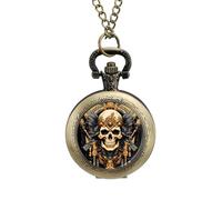 Orologio da tasca vintage con teschio in lega di arte antica, idea regalo per uomo e donna, stile rame, misura unica