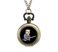 Orologio da tasca vintage giapponese con judo bulldog samurai, in lega, idea regalo per uomini e donne, stile rame, misura unica
