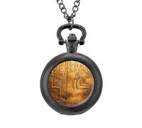 Orologio da tasca vintage in lega con ciondolo a forma di mitologia dell'antico Egitto, idea regalo per uomo e donna, Stile nero, misura unica