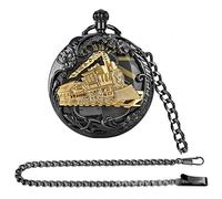 Orologio da tasca vintage, orologi da tasca al qua Orologio da Tasca Meccanico for Uomo Donna Orologio da Tasca Vintage con Catena Orologi da Tasca Scheletrati con Musica con Scatola, for Compleanno F