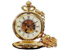 Orologio da tasca vintage, orologi da tasca al qua Orologio da Tasca Meccanico for Uomo Donna Orologio da Tasca Vintage con Catena Orologi da Tasca Scheletrati con Musica con Scatola, for Compleanno F
