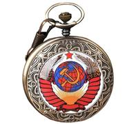 Orologio da Tasca Vintage Orologio da Tasca | Orologi da Tasca Icona Falce Marteler - Accessori Moda, Orologio di Grano Pentagramma con catena per il Compleanno, Padri Prothes, rosso, Se référer au
