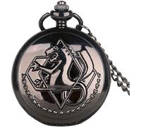 Orologio da taschino al quarzo con scala di numeri vintage con catena, orologio da taschino al quarzo FullMetal Alchemist moda da 1 pezzo Collana con pendente nero vintage-grigio (Colore : Grey) ( Col