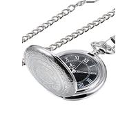 Orologio da Taschino al Quarzo per Uomo con Quadrante Nero e Catena (Argento)