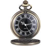Orologio da Taschino al Quarzo per Uomo con Quadrante Nero e Catena (Bronzo)