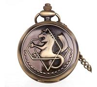 Orologio da taschino al quarzo vintage, orologio da taschino al quarzo con catena, orologio da taschino al quarzo FullMetal Alchemist moda da 1 pezzo Collana con ciondolo nero vintage-grigio (Colore :