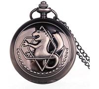 Orologio da taschino al quarzo vintage, orologio da taschino al quarzo con catena, orologio da taschino al quarzo FullMetal Alchemist moda da 1 pezzo Collana con ciondolo nero vintage-grigio (Colore :