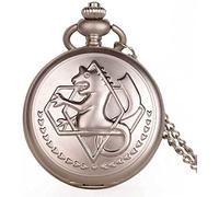 Orologio da taschino al quarzo vintage, orologio da taschino al quarzo con catena, orologio da taschino al quarzo FullMetal Alchemist moda da 1 pezzo Collana con ciondolo nero vintage-grigio (Colore :