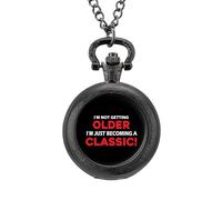 Orologio da taschino classico vintage con scritta in inglese "Not Getting Older Just Becoming" in lega, regalo per uomo e donna, Stile nero, misura unica