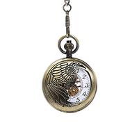 Orologio da taschino con totem a forma di aquila grande scavato bianco Orologio da taschino meccanico digitale dorato con orologio da taschino Regali per la famiglia Decorare