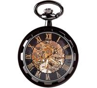 Orologio da taschino decorativo, orologio da taschino piccolo orologio da taschino meccanico vuoto stile retrò orologio da tasca orologio da tasca for uomo dalla figlia (colore : blu) ( Color : Schwar