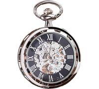 Orologio da taschino decorativo, orologio da taschino piccolo orologio da taschino meccanico vuoto stile retrò orologio da tasca orologio da tasca for uomo dalla figlia (colore : blu) ( Color : Silver