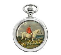 Orologio da taschino grigio con cavalli e segugi