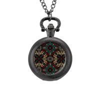 Orologio da taschino in lega con caleidoscopio nazionale indiano, stile vintage, idea regalo per uomini e donne, Stile nero, misura unica