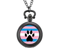 Orologio da taschino in lega, stile vintage con bandiera dell'orgoglio peloso, transgender, idea regalo per uomo e donna, Stile nero, misura unica