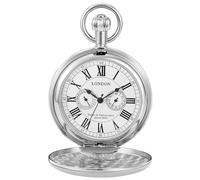 Orologio da taschino meccanico vintage con treno in rame, design Londra, carica manuale, da uomo, Argento 3., Vintage