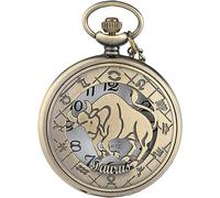 Orologio da taschino meccanico vintage Half Hunter Twelve Constellation Orologio da taschino a tema Orologio da taschino Cool Hollow con catena Uomo Donna Bronzo vintage Migliore r