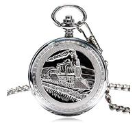 Orologio da taschino Orologio da taschino a carica manuale Catena motore locomotiva Doppio cacciatore Regalo in esecuzione Treno a vapore Orologio da taschino meccanico Regalo per compleanno Festa del