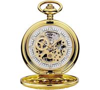 Orologio da taschino Orologio da taschino da uomo, Orologio da taschino meccanico da uomo con coperchio inferiore con prospettiva cava Orologio da taschino meccanico da uomo (superficie dorata con gu