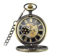 Orologio da taschino, orologio da taschino meccanico con scheletro antico, numeri romani, orologio con pendente con catena