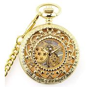Orologio da taschino, orologio da taschino meccanico con scheletro antico, numeri romani, orologio con pendente con catena