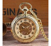 Orologio da taschino, orologio da taschino meccanico retro trasparente Hunter per uomo Orologio da taschino in oro da uomo con carica manuale a catena