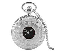 Orologio da taschino, Orologio da taschino Numeri neri Orologio da taschino al quarzo Uomo Donna Cassa cava nera Collana con pendente vintage Migliori regali for uomo Donna (Color : Gold 80cm Chain) (