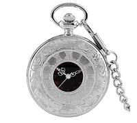 Orologio da taschino, Orologio da taschino Numeri neri Orologio da taschino al quarzo Uomo Donna Cassa cava nera Collana con pendente vintage Migliori regali for uomo Donna (Color : Gold 80cm Chain) (