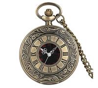 Orologio da taschino, Orologio da taschino Numeri neri Orologio da taschino al quarzo Uomo Donna Cassa cava nera Collana con pendente vintage Migliori regali for uomo Donna (Color : Gold 80cm Chain) (